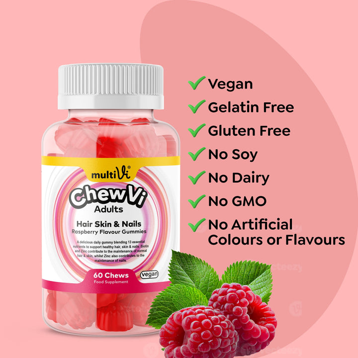 Hair Skin &amp; Nails Gummies - Raspberry Flavour