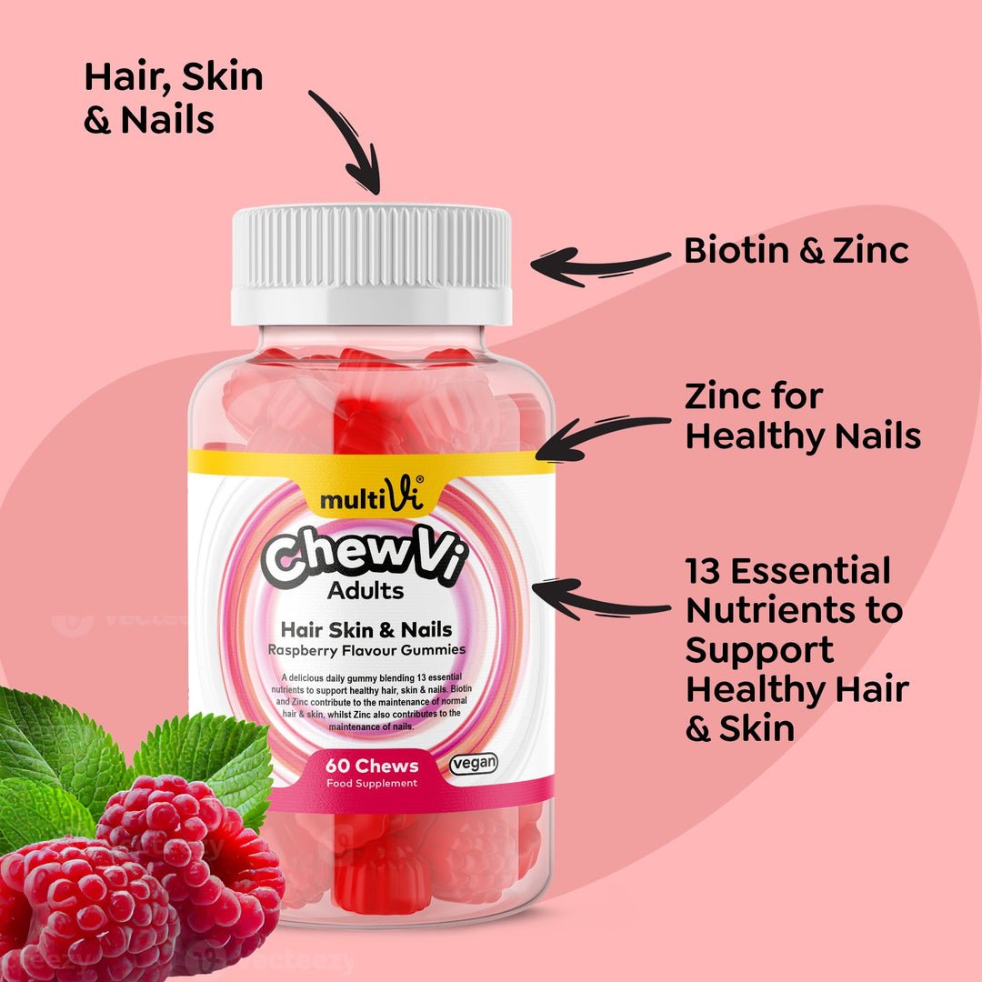 Hair Skin &amp; Nails Gummies - Raspberry Flavour