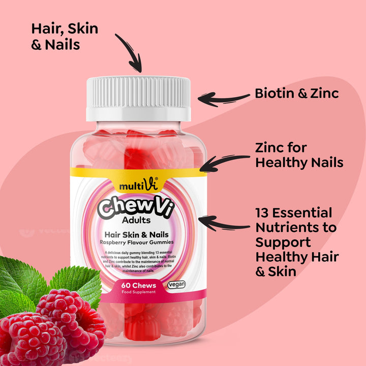Hair Skin &amp; Nails Gummies - Raspberry Flavour